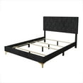 thumbnail image 3 of Castle Place Luxurious Crystal Velvet Upholstered Queen Bed With 2 Nightstands, Black, 3 of 7