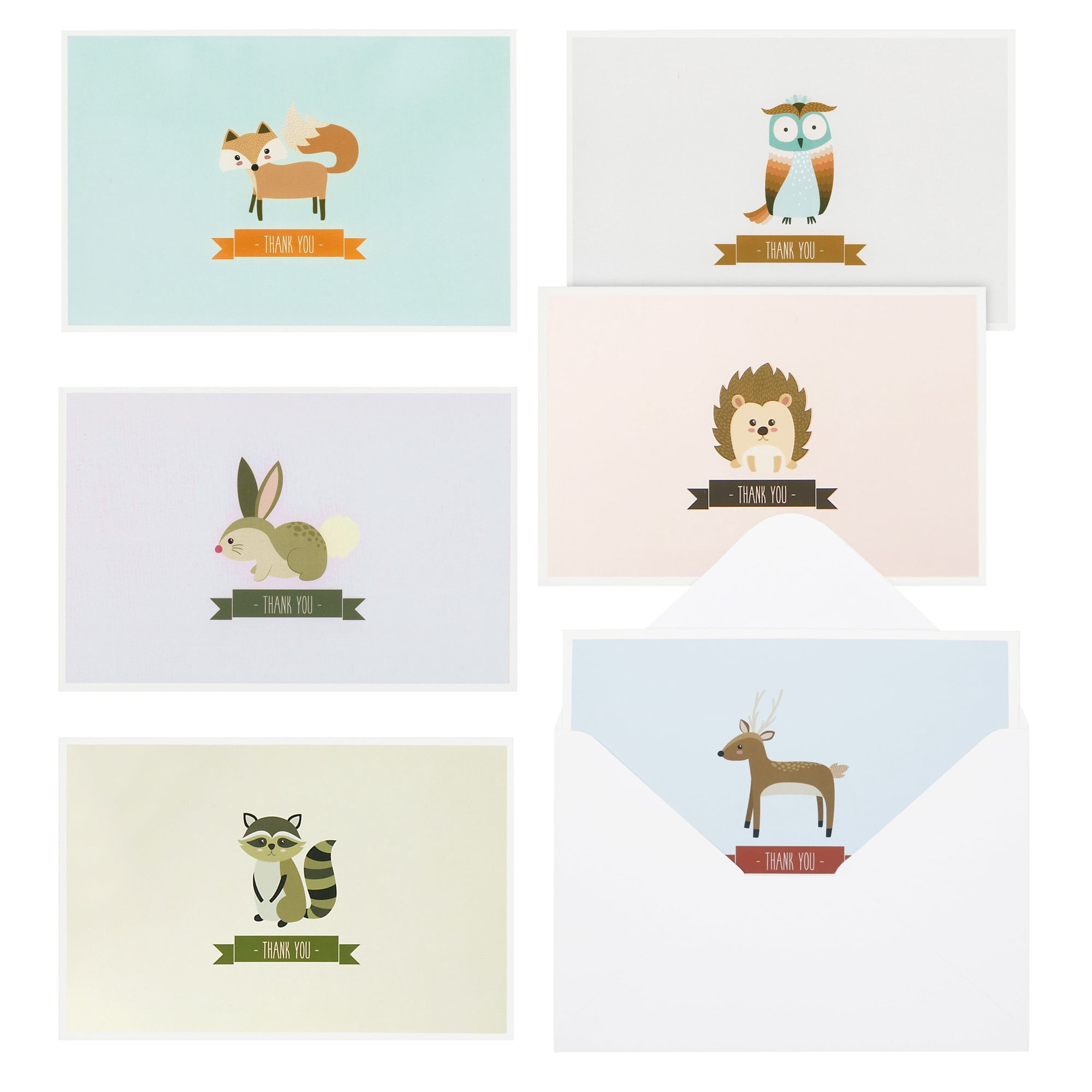 Best Paper Greetings Baby Shower Thank You Cards with Envelopes - Funny Woodland & Cute Animal Designs - Premium Cardstock Greeting Cards with Adhesive Envelopes - 6 Designs Pack of 48 4 x 6 In