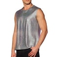 thumbnail image 4 of INSPIRE CHIC Metallic Tank Top for Men's Sleeveless Party Club Shining Vest M Silver, 4 of 6