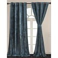 thumbnail image 2 of Chezmoi Collection Lux Storm Blue Distressed Velvet Curtains 2 Panel Set, Room Darkening Luxury Velvet Grommet Top Window Drapes for Living Room Bedroom 50" W x 84" L, 2 of 9