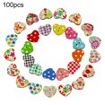 thumbnail image 1 of HEVIRGO 100Pcs Multicolor Heart Shaped 2 Holes Wood Sewing Scrapbooking Buttons, 1 of 10