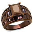 thumbnail image 1 of Femmes IP Bague en Laiton Léger avec AAA Grade CZ en Café Léger - Taille 8, 1 of 1