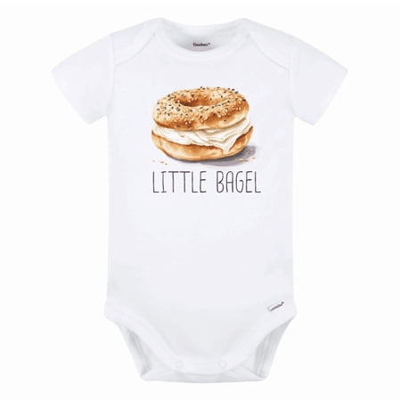 Little Bagel Cute Baby Bodysuit Shirt Premium Custom Baby Clothes Unisex Baby Gift for Newborn Clothes Kids Shirt 0-3m White