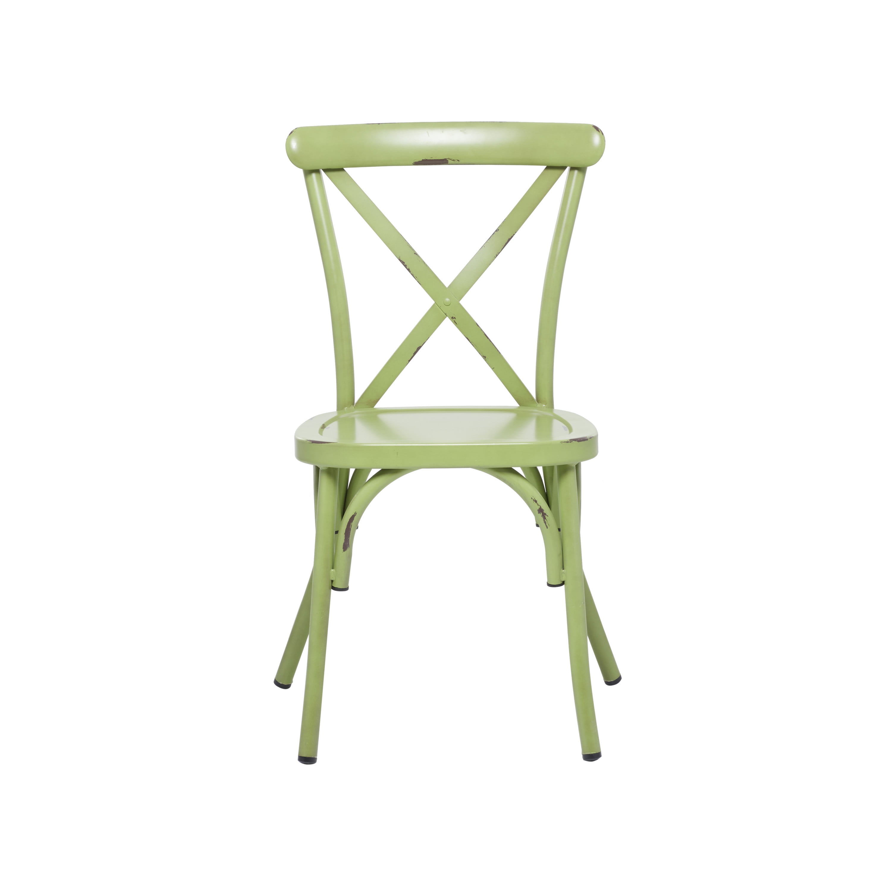 DecMode 22"W, 35"H Metal Farmhouse Outdoor Dining Chair, Green, 2-Piece