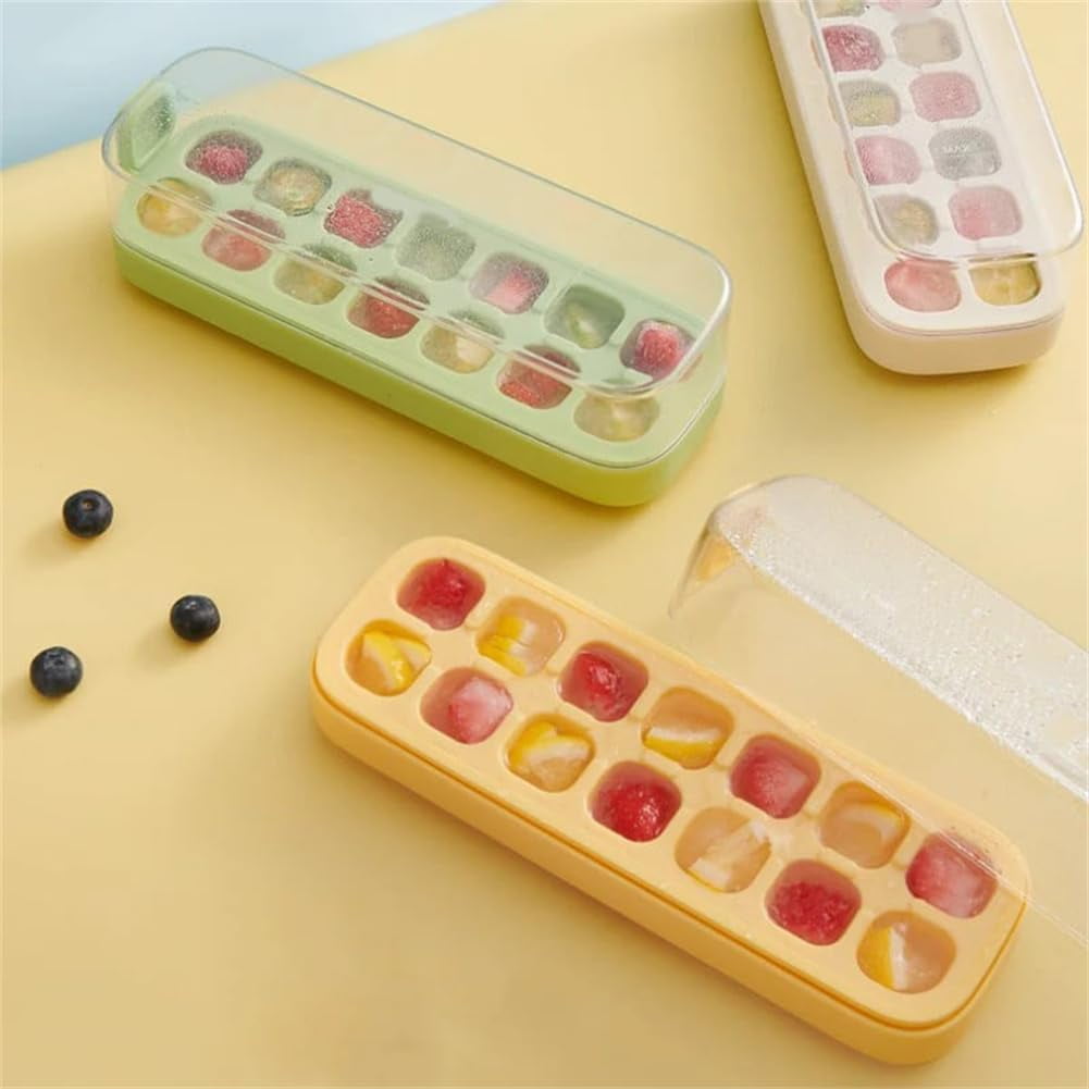 Press-Type Silicone Ice Cube Trays, Silicone Ice Cube Molds, Nugget Ice Tray, Nugget Ice Trays for Freezer, Ice Cube Tray Small Nugget Ice, 7/14/21-Ice Trays for Freezer (Yellow,21 grids)