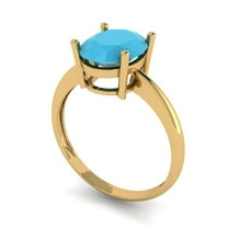 2.5ct oval cut turquoise 18k yellow gold Bridal Wedding Engagement Promise Anniversary Ring for Women size 10.5