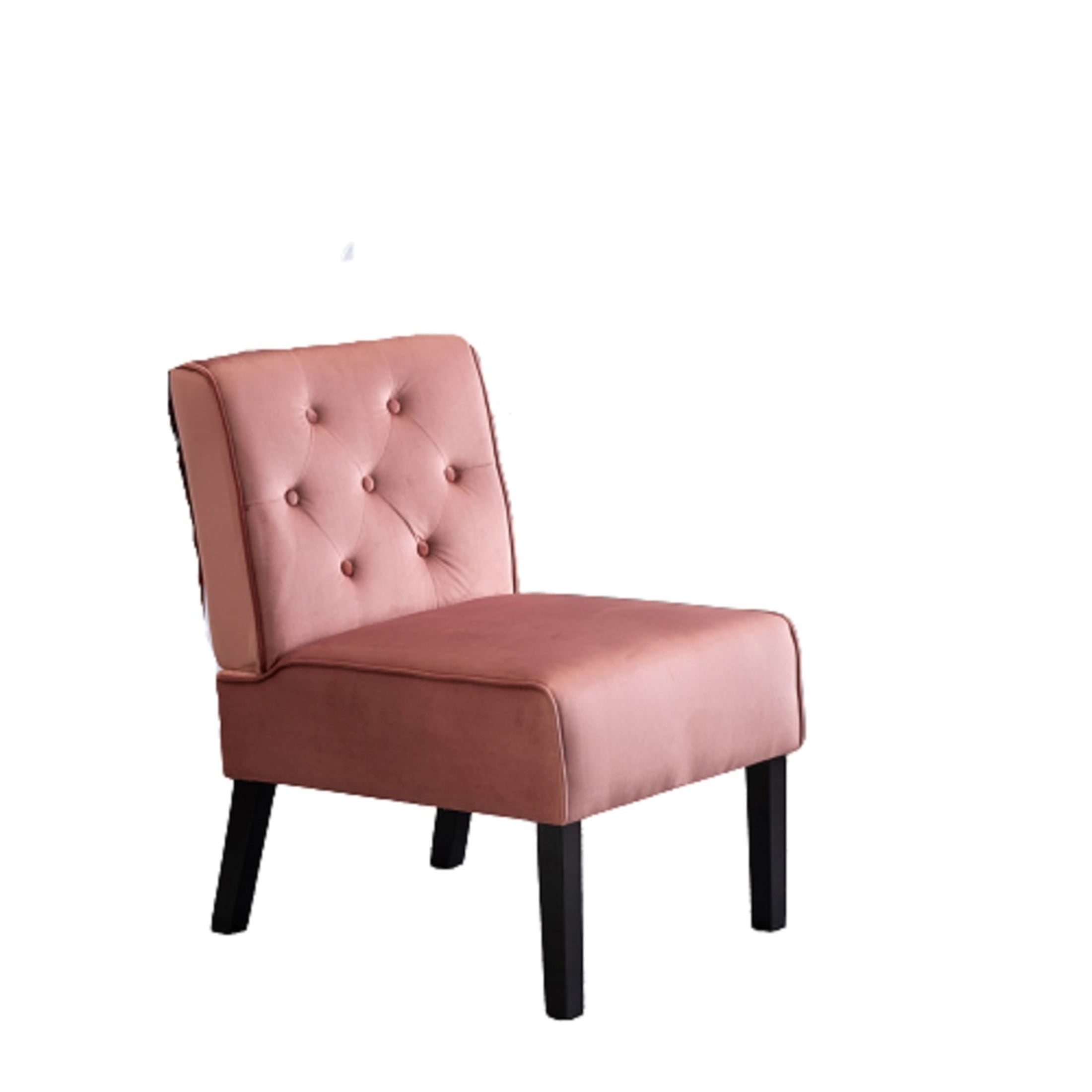 GDF Studio 21" Modern Accent Chairs Set of 2 with Button Tufted Velvet Upholstery, Tapered Wood Legs, Rose