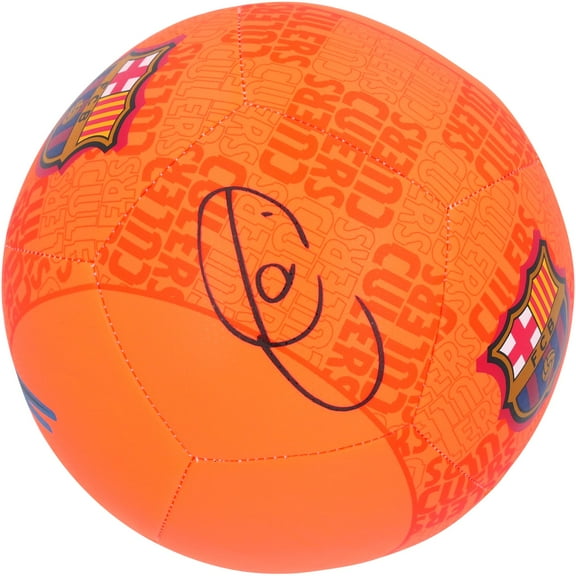 Xavi Hernandez Barcelona Autographed Orange Logo Soccer Ball - Fanatics Authentic Certified