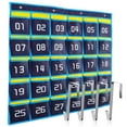 thumbnail image 4 of Organizador de aula numerado, bolsillo para teléfono, bolsa para gráficos, 30 bolsillos, soporte para teléfono, bolsa de almacenamiento para colgar en la pared con ganchos, 4 of 7