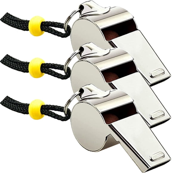 Silbatos de 3 piezas con cordón para juegos de pelota, silbato deportivo para reuniones, silbato infantil de juguete