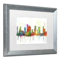 Trademark Fine Art "Houston Texas Skyline Mclr-1" Canvas Art by Marlene Watson, White Matte, Silver Frame