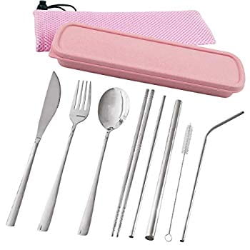 DZRZVD Portable Utensils Travel Camping Cutlery Sets Stainless Steel Ultralight Hiking Equipment