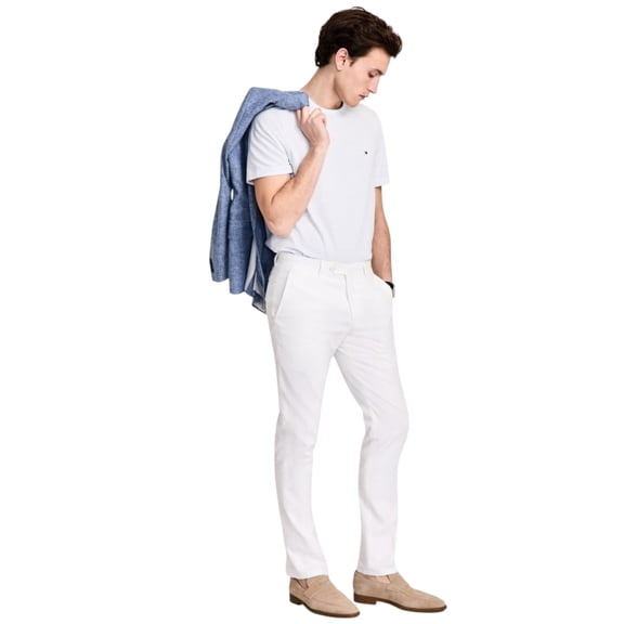 Tommy Hilfiger Mens Modern fit Dress Pants 33 / 32 White Solid Stretch