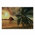 thumbnail image 1 of Ocean Cutting Board, Havana Beach Sunny Tropics Mountains Rocks and Coconut Palm Trees, Decorative Tempered Glass Cutting and Serving Board, Small Size, Dark Green Pale Brown, by Ambesonne, 1 of 1