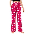 thumbnail image 3 of Bovxnpu Mens Pajamas Pants Valentine's Day Heart Print Side Pocket Drawstring Waist Pants Sleepwear, 3 of 6