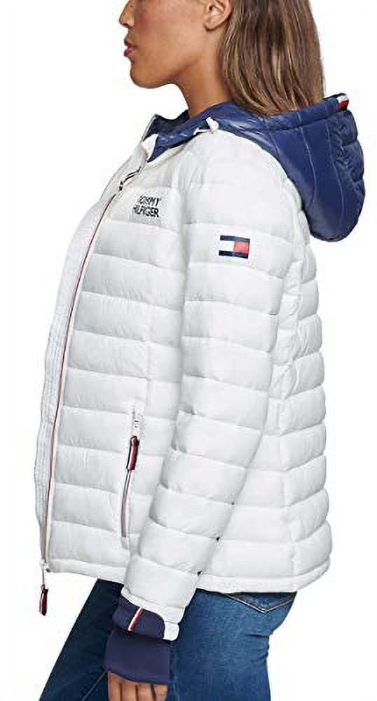Tommy Hilfiger Womens Packable Hooded Jacket (Bright White/Navy, X-Large) - Walmart.com