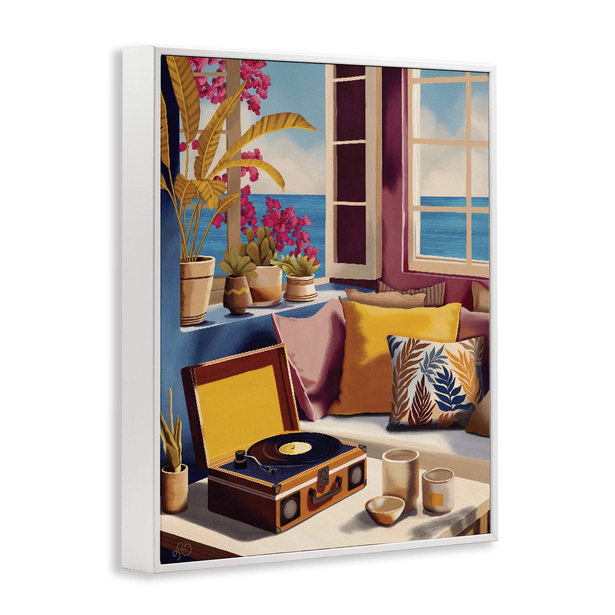 Stupell Industries Boho Vacation By The Sea White Framed Giclee Art, design by Lisa R Dumm