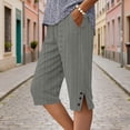 thumbnail image 5 of AHTJRT Women's Capris Summer Boho Royal Court Style Side Slit Bottoms Trousers with Pockets Drawstring Elastic Hight Waist Casual Straight Leg Capri Pants Gray XXL, 5 of 7