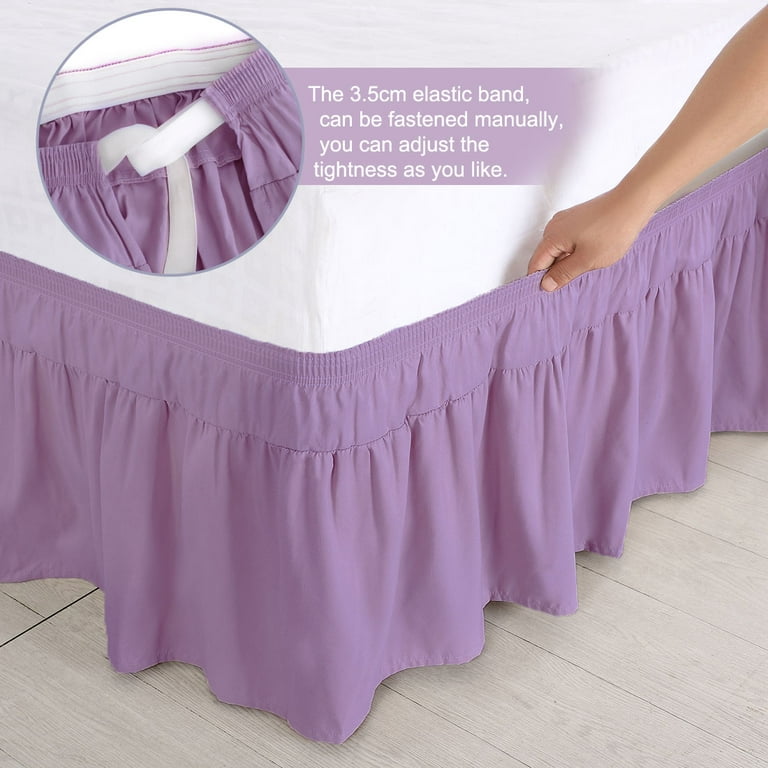 PiccoCasa Brushed Elastic Wrap Around Bed SkirtDust Ruffles 16 Inch Drop  Twin Light Purple 