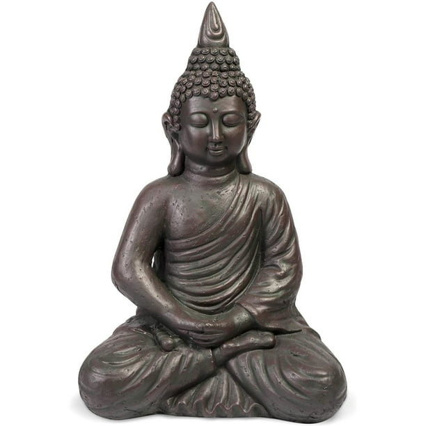 24 Large Buddha Statue Sitting Tating Figurine For Indoor Outdoor Home Garden Temple Decor Gift Dark Stone Com Garden Temple Decor Gift Dark Stone, Large Outdoor Buddha