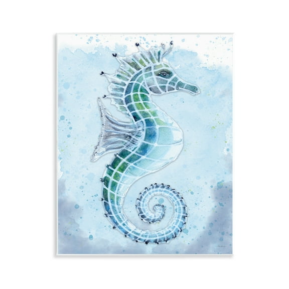 Stupell Industries Stained Glass Seahorse Nautical & Beach Painting Unframed Art Print Wall Art, 11 x 14