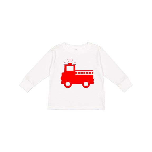 Inktastic Cute Red Firetruck Boys or Girls Long Sleeve Toddler T-Shirt