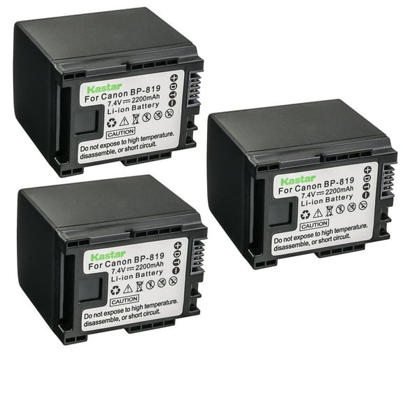 Kastar 3-Pack BP-819 Battery 7.4V 2200mAh Replacement for Canon VIXIA HF S10 HFS10, VIXIA HF S11 HFS11, VIXIA HF S20 HFS20, VIXIA HF S21 HFS21, VIXIA HF S30 HFS30, VIXIA HF S100 HFS100 Camera