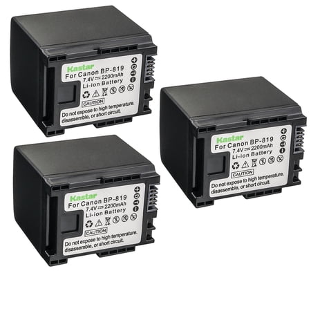 Kastar 3-Pack BP-819 Battery 7.4V 2200mAh Replacement for Canon VIXIA HF S10 HFS10  VIXIA HF S11 HFS11  VIXIA HF S20 HFS20  VIXIA HF S21 HFS21  VIXIA HF S30 HFS30  VIXIA HF S100 HFS100 Camera