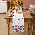 thumbnail image 2 of Red Blue Floral Table Runner 72 Inches, Independence Day Flowers Farmhouse Bed Runner Dresser Scarves Tabletop for Indoor Outdoor Parties/Ceremony/Banquet, 16" x 72", 2 of 9