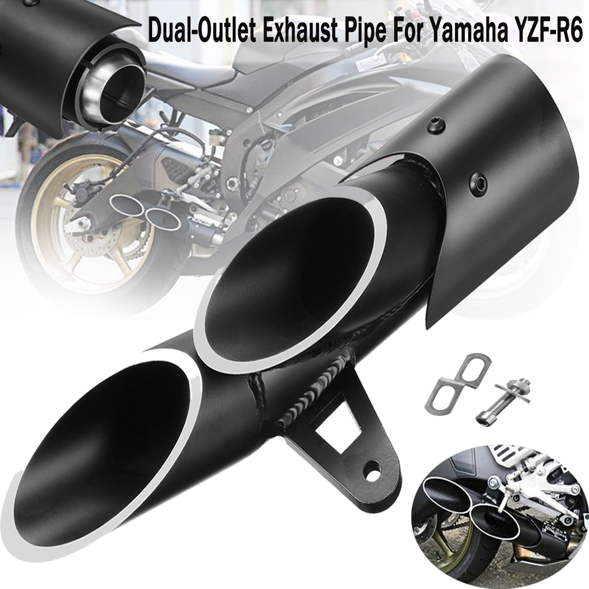 Exhaust System Middle Pipe Slip On Tail Muffler 60MM For Yamaha YZF R6 2006-2020