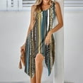 thumbnail image 5 of JTZGDY Women's Casual Summer Dress Retro Floral Printed Sleeveless Sundress Hankerchief Hem Midi Tank Dresses Loose Flowy Crewneck Beach Dress with Pockets Brown#01 XL, 5 of 7