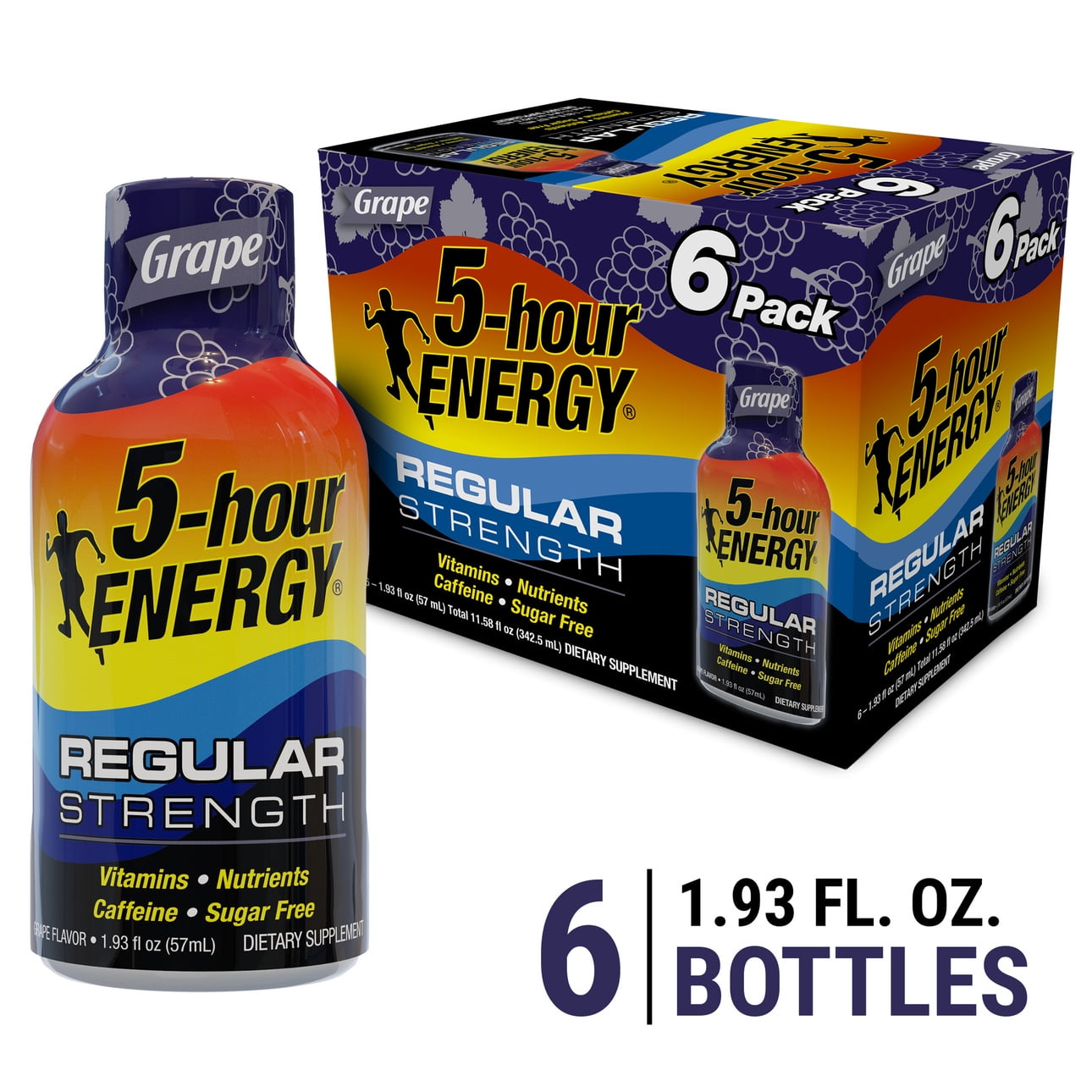 5-hour ENERGY® Shot, Regular Strength, Grape, 1.93 oz, 6 Count