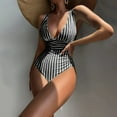 thumbnail image 2 of Utoimkio One Piece Swimsuit Women Women's One Piece Swimsuit V Neck Backless Swimsuit Striped One Piece Swimsuit Bikini, 2 of 9