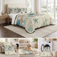 thumbnail image 6 of Queen Quilt Set 90''x96'', Beach Coastal Beige Lightweight Bedspread Coverlet Set with 2 Pillow Shams, Nautical Shell Starfish Coral Summer Breathable All Season Quilt Bedding for Bedroom/Guest Room, 6 of 9