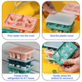 thumbnail image 4 of Bandeja de hielo empaquetada en 3 piezas, molde de hielo de silicona de grado alimenticio con cubierta, bandeja de silicona flexible y fácil de aflojar., 4 of 5