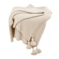 thumbnail image 2 of Throw Blanket, Knit Blanket With Tassels, Lightweight Decorative Throw Blanket Air Conditioning Blanket For Couch, Bed, Sofa, Beige 120x150cm, 2 of 8