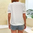 thumbnail image 4 of Camisa de manga corta las mujeres V Masajeadores cuello blusa casual ahueca hacia fuera decoración Top para vacaciones verano blanco L, 4 of 6