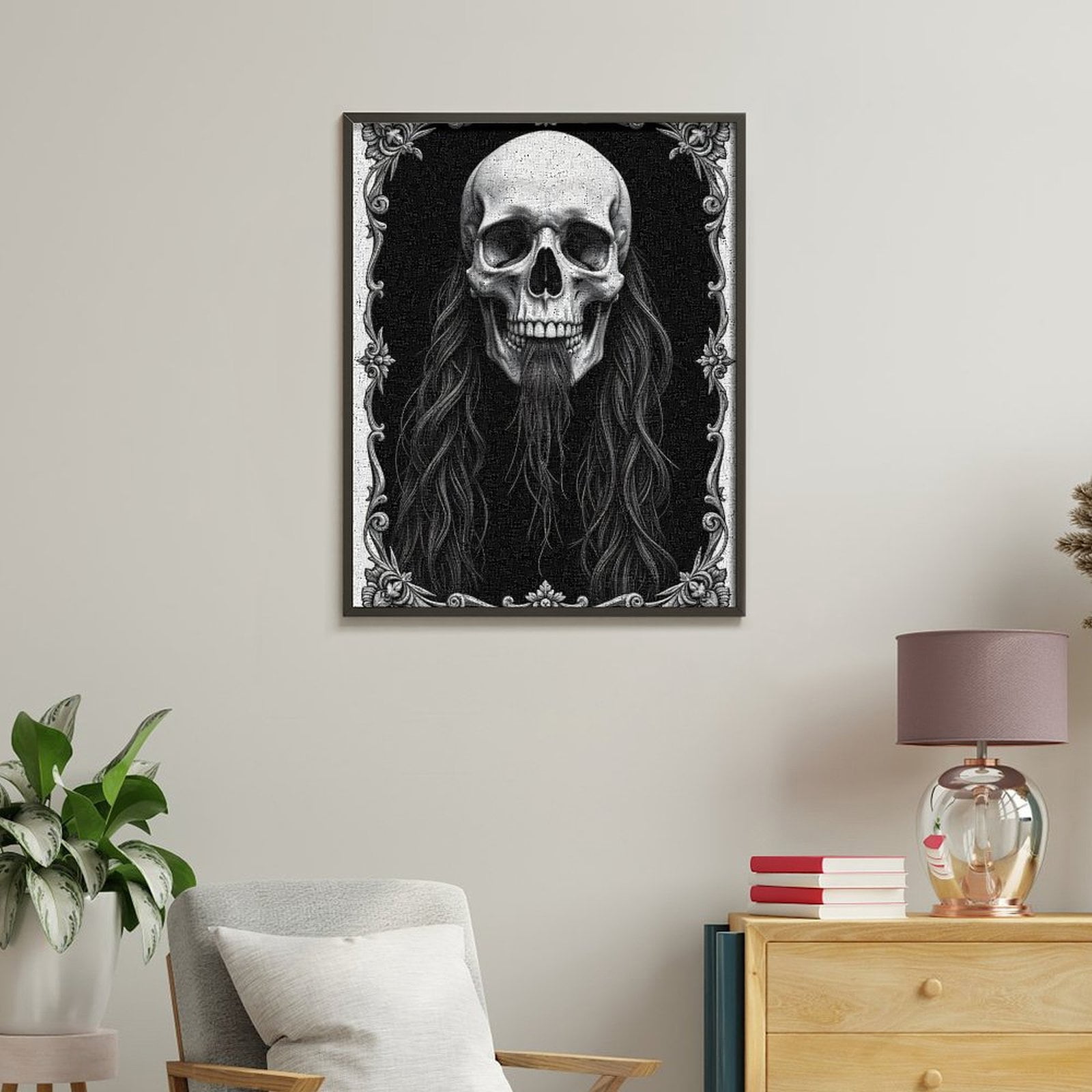 Paint by Numbers Kit for Adults, Skull Gothic Floral Design Paint by Numbers, Easy Paint by Numbers Kit for Adults Beginner, DIY Adult Paint by Number Kits on Canvas, 12x16in Home Decor