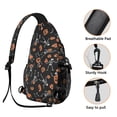 thumbnail image 3 of Sling Backpack,Halloween Dancing Skeletons and Pumpkins Pattern Sling Bag with Water Bottle Holder,Waterproof Sling Bag for Men/Women with Headphone Jack for Hiking,Travel, 3 of 6