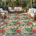 thumbnail image 2 of Tropical Botanical Outdoor Rug for Patio/Deck/Porch, Non-Slip Large Area Rug 4 x 6 Ft, Summer Red Pink Floral Botanical Indoor Outdoor Rugs Washable Area Rugs, Reversible Camping Rug Carpet Runner, 2 of 8