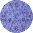 thumbnail image 1 of Ahgly Company Indoor Round Abstract Blue Modern Area Rugs, 4' Round, 1 of 4