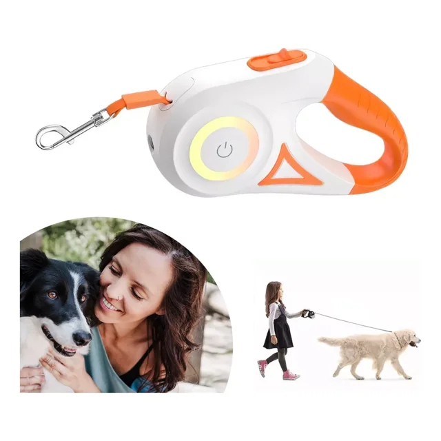 Correa Retráctil Automática Para Perro Linterna Led 5m