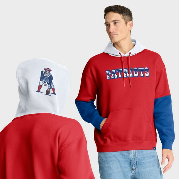 Men's Fanatics Red New England Patriots Helmet Retro Pullover Hoodie