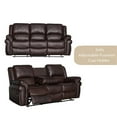 thumbnail image 5 of Pemberly Row 3-Piece Living Room Set Faux Leather Sofa Set in Brown, 5 of 7