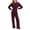 Wine, variant on Fashion Set For Women Autumn New Slim O Neck Zipper Coat Top Wide Leg Pants Two Piece Set Leisure Sportswear Sets Outfits