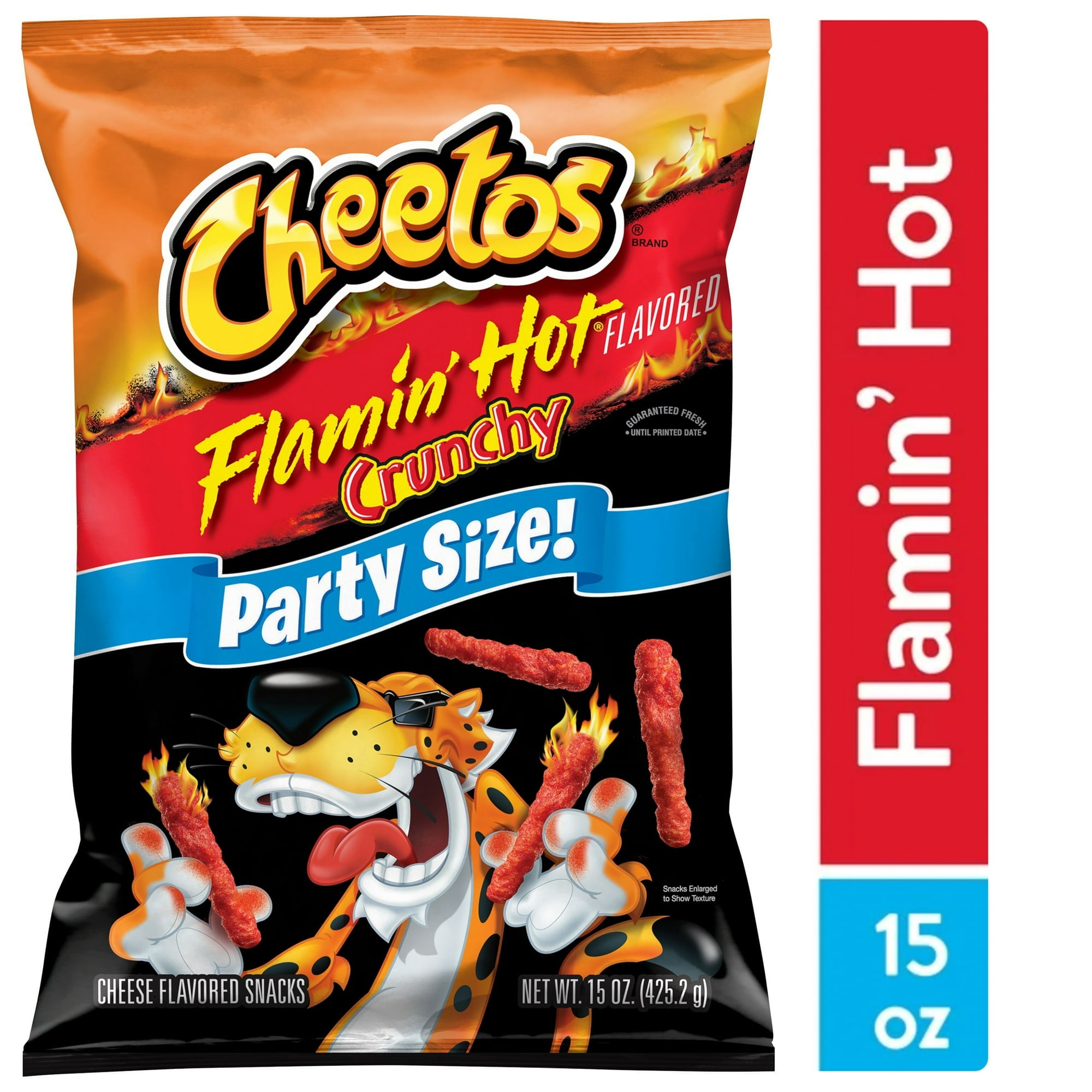 Cheeto's Crunchy Flamin' Hot, Party Size Bag, 15oz Cheese Flavored