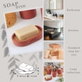 thumbnail image 5 of Chic Terracotta Polyresin Soap Dish with Draining Bamboo Insert - Versatile Soap Holder for Contemporary Home, 5 of 7