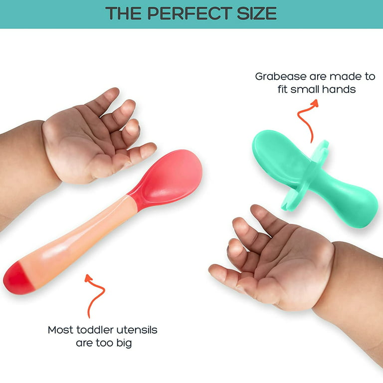 Baby Grasp Spoon Fork Set - Self-Feeding Looped Handle Spoon