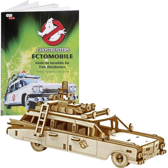 Ghostbusters Ectomobile 3D Wood Puzzle & Model Figure Kit (137 Pcs) - Build & Paint a 3-D Movie Ecto 1 Car Toy - No Glue or Tools Required - Gift for Kids, Teens, Adults,12