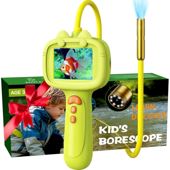 Kids Borescope Camera, 2.4‑Inch Screen STEM Learning Toy for 3  Years Old Boys Girls, Back to School & Birthday Gift for Kids, Portable Outdoor Camping Exploration Toy with 8 LED Lights